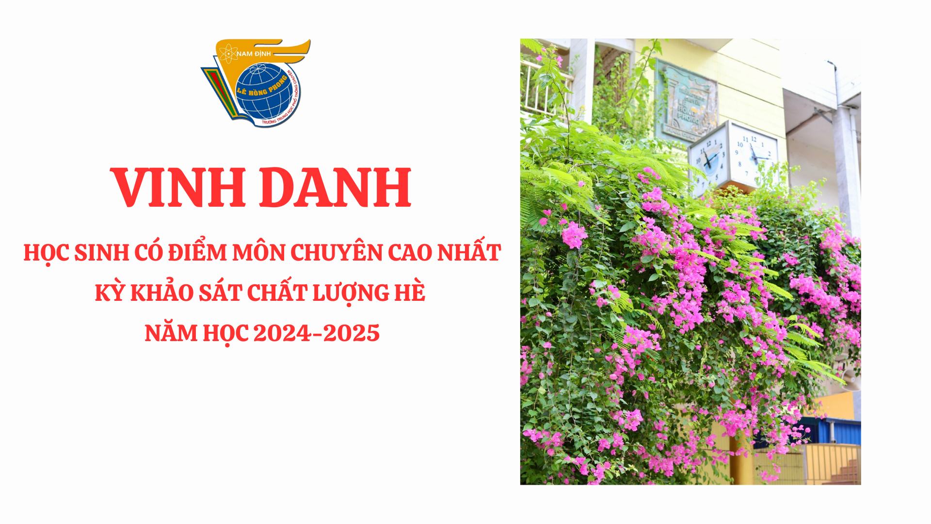 Vinh danh học sinh có điểm môn chuyên cao nhất trong Kỳ khảo sát chất lượng hè năm học 2024-2025